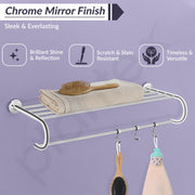 Plantex 304 Grade Stainless Steel Bathroom Towel Hanger/Towel Rack with Towel Rod/Towel Holder/Bathroom Accessories - Daizy (24-inch) Chrome