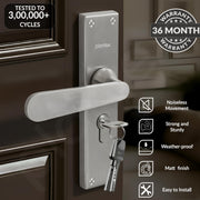 Plantex Stainless Steel Door Lock Handle Set/6-Lever Lock Mechanism with 3 Years of Warranty/Mortise Lock with 3 Keys, Brass Lock Body & Cylinder - (Matt)
