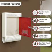 Plantex GI Steel Letter Box for Home/Magazine Holder/News Paper Holder/Mail Box/Post Box/Complaint Box & Suggestion Box for Office with Secure Lock and Keys - (Red & Ivory), Wall Mount