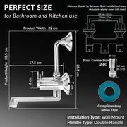 Plantex Brass Wall Mixer for Bathroom with L-Bend Connector for Overhead Shower/Mixer Tap/Wall Mixer for Bathroom 2 in 1 with 7 Year Manufacturer's Warranty(FLO-818-Chrome)
