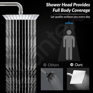 Plantex Stainless Steel Shower Head for Bathroom/8 x 8 inch Square Overhead Shower without Arm/Adjustable Bathroom Shower-(Ultra Slim-Chrome)
