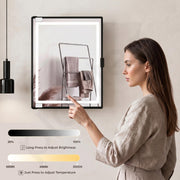Plantex LED Mirror Cabinet for Bathroom/ABS Storage Cabinet/Mirror Cabinet for Wall/Mirror with Storage for Bathroom - 18x14 Inch (CAB-118, Black)