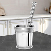 Plantex Heavy Stainless Steel Mortar & Pestle Set/Spice Mixer/Khalbatta/Khal/Okli Musal for Kitchen - Size 4(Dia: 8.7, H: 9 cm)