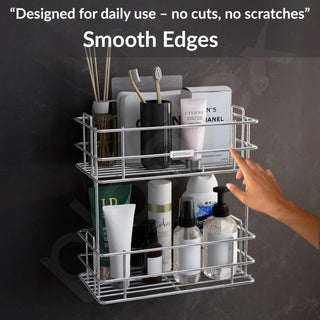 Plantex Drill Free Stainless Steel Multipurpose Detergent Holder/Under The Sink Detergent Rack/Wall Mounted Detergent Holder/Bathroom Rack/Shelf/Bathroom Accessories (Chrome)