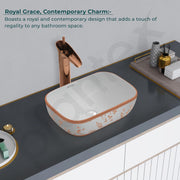 Plantex Table Top Wash Basin for Bathroom/Designer Ceramic Basin/Countertop Vessel Sink Basin - Indo-European Collection (14 x 10 x 5 Inch)