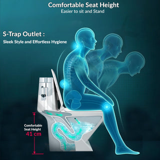 Plantex Commode for Toilet/Rimless Ceramic One Piece Western Toilet/Commode with Soft Closing Toilet Seat - S Trap Outlet (White)
