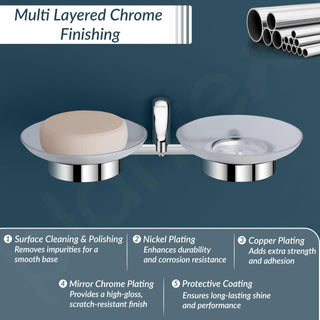 Plantex Rich Brass Unique Dual Soap Dish for Bathroom/Wall Mounted Soap Holder/Soap Stand/Bathroom Accessories (Chrome)