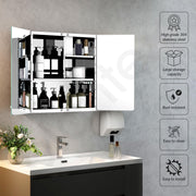 Plantex Premium Bathroom Cabinet with Mirror/ 304 Stainless Steel Bathroom Organiser with Mirror/Bathroom Mirror with Storage/Bathroom Accessories (18x18 Inch-Chrome/Double Door)