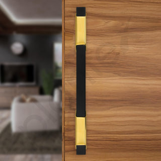 Plantex 14 Inch Main Door Handle/Aluminium Door Handle/Pull-Push Door Handle/Door Accessories (Pack of 1, Black & Gold)