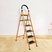 Plantex Premium GI 6-Step Ladder for Home/Foldable Steel Ladder - Wide Anti Skid Step Ladder -All Weather Resistant(Yellow)