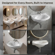 Plantex Ceramic Wallmount Basin for Bathroom/Wall Hung Wash Basin with 10 Years Glaze Warranty by Plantex/Small Basin/Sink for Bathroom (White - 18 X 12 X 8 Inch)