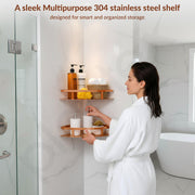 Plantex 304 Stainless Steel Corner/Bathroom Shelf/Kitchen Shelf/Wall Mount - Pack of 2 (PVD Rose Gold,9x9 Inches)