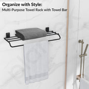 Plantex 304 Grade Stainless Steel 24-inch Bathroom Towel Rack/Towel Bar/Towel Stand/Towel Rod/Bathroom Accessories - Pack of 1 (Crystal - Black)
