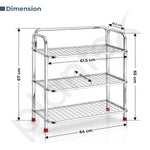 Plantex Stainless Steel Shoe Rack for Home/3 Tier Slipper Stand for Home & Outdoor/Durable Shoe Organizer Stand/Space Saving Footwear Rack - (Silver)