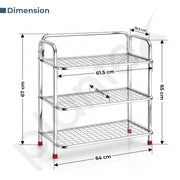 Plantex Stainless Steel Shoe Rack for Home/3 Tier Slipper Stand for Home & Outdoor/Durable Shoe Organizer Stand/Space Saving Footwear Rack - (Silver)