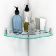 Plantex Glass Corner Shelf for Bathroom Organiser /  Transparent Glass Shelf for Living Room/ Kitchen Shelves / Bathroom Corner Organizer Shelf- ( 9x9 Inches Flower - Pack of 1)