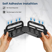 Plantex Stainless Steel Corner Shelf for Bathroom/4in1 Self Adhesive Bathroom Shelf with Soap Dish And Tumbler Holder/Bathroom Organiser Without Drill(Black, Combo)