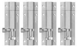 Plantex Stainless Steel 4 inch Tower Bolt/Tower Bolt for Home,Offices Doors and Windows/Tower Bolt for Main Door/Door Latch/Kundi/Chitakini/Door Latch for Main Door and Windows (Chrome, Pack of 4)