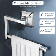 Plantex 304 Grade Stainless Steel Hand Towel Hanger for Washbasin/Towel Holder For Kitchen/Napkin Holder/Bathroom Accessories - Squaro (Chrome)