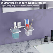Plantex 304 Grade Stainless Steel Liquid Soap Dispenser/Tumbler Holder/Toothbrush Holder/Bathroom Accessories (Crystal - Chrome)