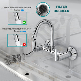 Plantex Pure Brass Sink Mixer Tap Hot and Cold with 360° Swivel Spout/Sink Tap for Kitchen Basin with Brass Wall Flange & Teflon Tape-7 Year Warranty (BAL-514)