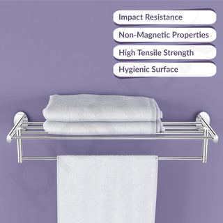 Plantex 304 Grade Stainless Steel 24 Inches Long Towel Rack/Towel Hanger for Bathroom/Towel Bar/Bathroom Accessories - Olive (Chrome)