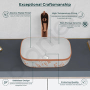 Plantex Table Top Wash Basin for Bathroom/Designer Ceramic Basin/Countertop Vessel Sink Basin - Indo-European Collection (14 x 10 x 5 Inch)