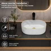 Plantex Table Top Wash Basin For Bathroom/Designer Ceramic Basin/Countertop Vessel Sink Basin - Indo-European Collection (White - 20x13x6 inches)