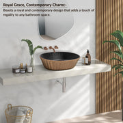 Plantex Designer Basin for Bathroom/Oval Table Top WashBasin/Countertop Hand Wash Basin/Vessel Sink for Restaurant/Hotel (19x15x5 Inch - Gold & Black)