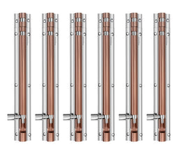 Plantex Heavy Duty 8-inch Joint-Less Tower Bolt for Wooden and PVC Doors for Home Main Door/Bathroom/Windows/Wardrobe - Pack of 6 (703, Rose Gold and Chrome)