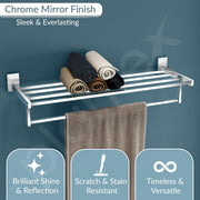 Plantex 304 Grade Stainless Steel 24 Inch Towel Rack for Bathroom/Towel Stand/Towel Hanger/Bathroom Accessories - Iris (Chrome)