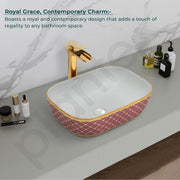 Plantex Ceramic Washbasin for Bathroom/Table Top Wash Basin/Countertop Vessel Sink Basin - Indo-European Collection - (NC-104,18 x 13 x 5 Inch)