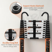 Plantex 2.9m (9.5 ft.) Aluminium Telescopic Ladder/10-Step Portable Ladder with Removable Hooks/Foldable Multipurpose Collapsible Ladder for Home & Outdoor Use/2 Year of Warranty by Plantex (Orange)