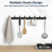 Plantex Wall Hooks for Hanging Cloth/Stainless Steel Towel Hangers/Bathroom Robe Hooks/Door Hangers/Round Wall Hook/Hook Rail for Hanging Keys - 8 Hooks (Pack of 3, Z-Black)