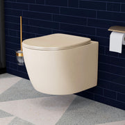 Plantex Imported Ceramic Toilet/Wall Mounted Commode/Rimless Washdown Western Toilet with Soft Close Toilet Seat Cover - P Trap (3043- Matt Khaki)