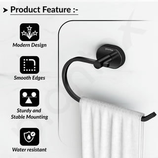 Plantex J4 Stainless Steel Towel Hanger for Wash Basin/Hand Towel Hanger/Napkin Holder for Wash Basin/Bathroom Accessories (PVD Black Finish) Onix