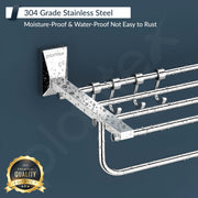 Plantex 304 Grade Stainless Steel 24 inch Towel Rack /Rod for Bathroom/Towel Bar/Towel Hanger/Towel Storage for Bathroom - Crystal (Chrome)