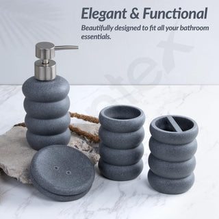 Plantex Resin Bathroom Accessories Set/Soap Holder for Bathroom/Toothbrush Holder/Tumbler Holder/LiquidsSoap Dispenser - 4 Piece(Grey, XY-PS-001)