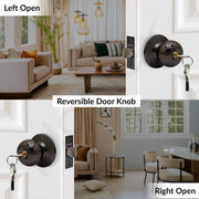 Plantex Stainless Steel Door Lock - Cylindrical Door Lock With 3 Keys/Tubular Door Knob/Lock For Main Door/Bedroom (Glossy Black)