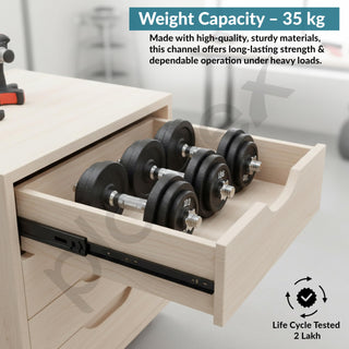 Plantex Drawer Channel/Regular Close Ball Bearing Slider Drawer Channel for Home, Kitchen & Wardrobe/Telescopic Channel for Drawer/for Wooden & Metals Drawers (14-Inch,Black) 1 Pair Set