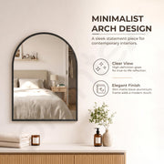 Plantex Aluminium Frame Mirror for Bathroom/Wall Mount Half-Capsule Mirror for Bedroom/Dressing Room/Living Room/Entryway - (Black, 18x24 Inch)