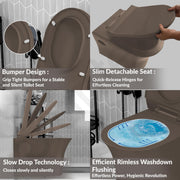 Plantex Ceramic Wall-Hung Commode with Tabletop Wash Basin for Bathroom/Rimless Washdown Flush Western Toilet/Bathroom Wash Basin - P Trap Commode - Choco