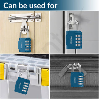 Plantex 4-Digit Code Combination Door Locks/Number Lock/Locks for Luggage Bags for Travel/Portable Luggage Lock/Travel Lock for Briefcase/Laptop Bags - Pack of 1 (Blue)