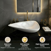 Plantex Ceramic Wash Basin/Triangle Basin/Tabletop Wash Basin for Bathroom/Home/Office/Hotel - (White - 25.5 x 18.5 x 5 Inch)
