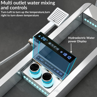 Plantex Shower Panel for Bathroom with Hand Shower/Body Massage Jets/Showerhead/304 Grade Stainless Steel Showers System with Hot & Cold Mixer (KM-8103-Chrome)