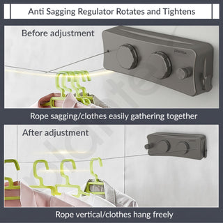 Plantex Retractable Double Row Clothesline/Indoor - Outdoor Clothesline/Lockable Cloths Line - Approx 5.1 Meter (16.73 ft.) - (20 kg Capacity) (Black)