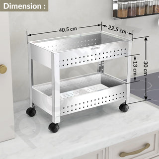 Plantex Kitchen Trolley/Vegetables Basket for Kitchen/Fruit Stand for Kitchen/Stainless Steel Vegetable Stand/Vegetable Rack for Kitchen/Trolley Stand (Silver)