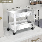 Plantex Kitchen Trolley/Vegetables Basket for Kitchen/Fruit Stand for Kitchen/Stainless Steel Vegetable Stand/Vegetable Rack for Kitchen/Trolley Stand (Silver)