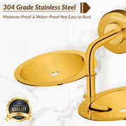Plantex 304 Grade Stainless Steel Double Soap Holder for Bathroom/Soap Dish/Soap Stand for Bathroom Wall/Bathroom Accessories - Daizy (Golden)