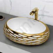 Plantex Table Top Wash Basin For Bathroom/Designer Ceramic Basin/Countertop Vessel Sink Basin - Indo-European Collection (EQTT-593, 23.5 x 15 x 7 Inch)